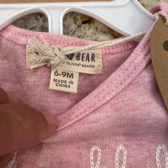 NWT Rabbit + Bear Pink/Ivory Thankful & Grateful Print Bodysuit & Pants - 6-9M - Picture 7 of 9